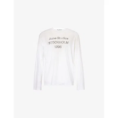 Acne Studios Mens Distressed Long-sleeve Logo T-shirt In Neutral