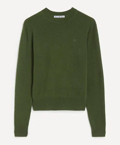 Acne Studios Mens Face Logo Wool-yak Jumper In Green