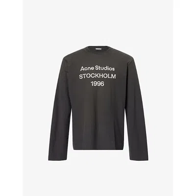 Acne Studios Mens Faded Black Edden 1996 Long-sleeves Cotton-blend T-shirt