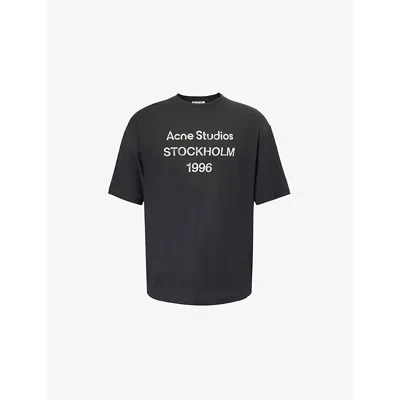 Acne Studios Men Crew Neck T-shirt With Print In Black