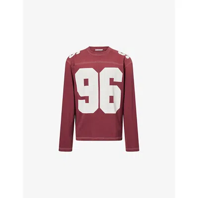 Acne Studios Mens Faded Red Exfold Soccer Long-sleeve Cotton T-shirt Xl In Multi