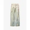 Acne Studios Distressed Printed Barrel-leg Jeans In Multi