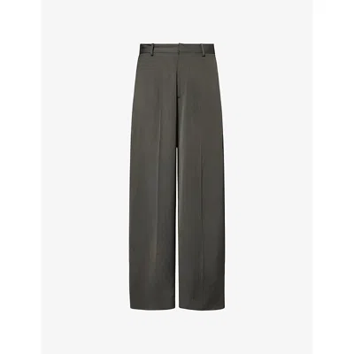 Acne Studios Mens  Herringbone-pattern Wide-leg Woven Trousers In Green