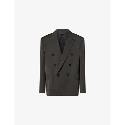 Acne Studios Mens Grey Jarvel Herringbone Woven Blazer In Black