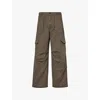 Acne Studios Mens Khaki Green Patsony Patch-pocket Wide-leg Mid-rise Cotton-blend Cargo Trousers In Khaki Green