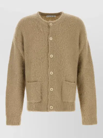 Acne Studios Mens Knit Sweater Long Sleeves Pockets In Brown