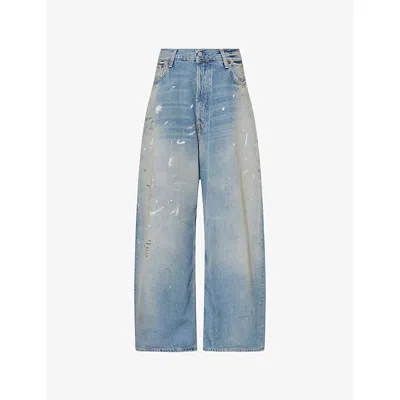 Acne Studios Mens Trafalgar Wide-leg Denim Jeans Light Blue