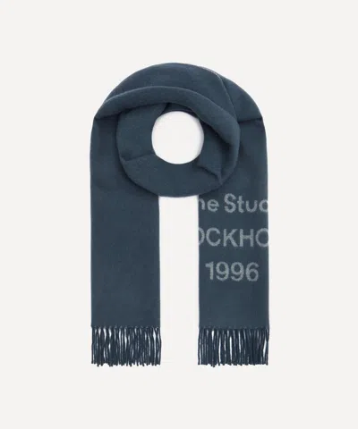Acne Studios Mens Logo Jacquard Faded Indigo Scarf In Blue