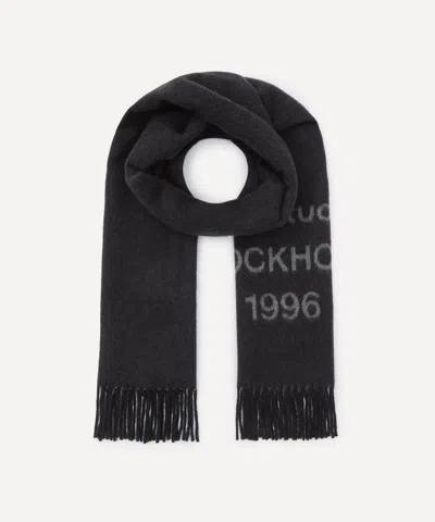 Acne Studios Mens Logo Wool Scarf In Black