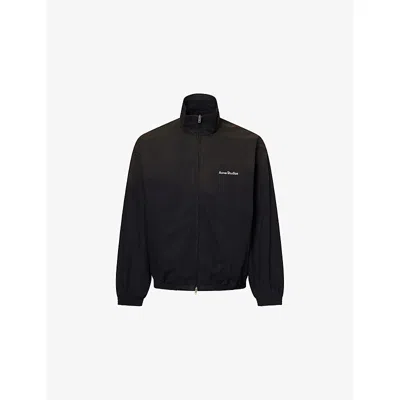 Acne Studios Mens Logo-print Zip-pocket Cotton Jacket Black
