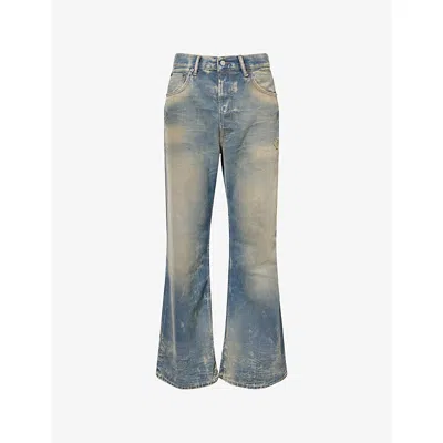 Acne Studios Mens Mid Blue Goldmine Wide-leg Denim Jeans