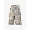 Acne Studios Straight-leg Logo-jacquard Distressed Denim Shorts In Gray