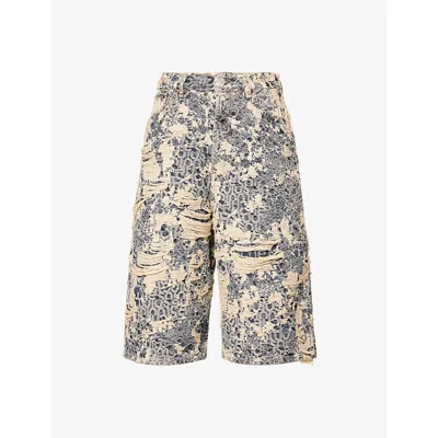ACNE STUDIOS MENS MID BLUE JUDDA DESTRESSED COTTON DENIM SHORTS