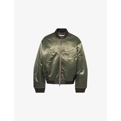 Acne Studios Logo-embroidered Bomber Jacket In Military Green