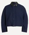 Acne Studios Twill Jacket With Leather Collar And Drawstring In Blue