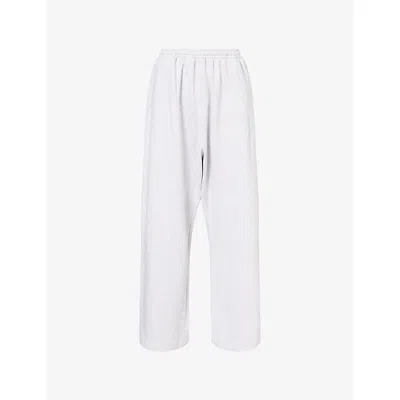 Acne Studios Mens Pale Grey Melange Brand-embroidery Wide-leg Cotton-blend Jogging Bottoms In White
