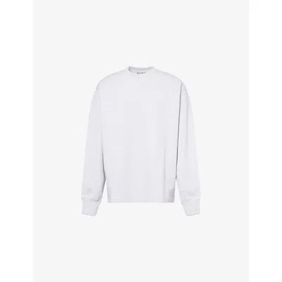 Acne Studios Mens Pale Grey Melange Finnick Buttoned-crewneck Cotton Sweatshirt In White