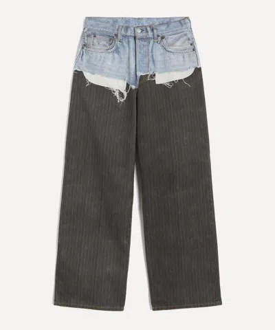 Acne Studios Mens Pinstripe Trompe L'oeil Denim Trousers In Black