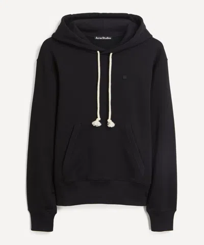 Acne Studios Logo-patch Hooded Sweatshirt In Soft Cotton In Black