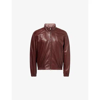 Acne Studios Mens Rum Brown Regular-fit High-neck Leather Jacket