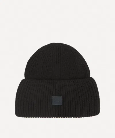 Acne Studios Mens Small Face Logo Wool Beanie Hat