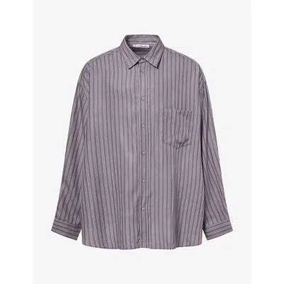 Acne Studios Mens Soffia Striped Oversized Woven Shirt Purple/mauve In Pink
