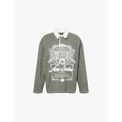 Acne Studios Mens Vintage Green Erber Venice Logo-print Cotton T-shirt In Gray