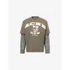 Acne Studios Mens Vintage Green Exford Gym Bro Logo-patch Cotton T-shirt In Green