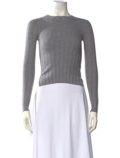 Pre-owned Acne Studios Merino Wool Bateau Neckline Crop Top In Gray