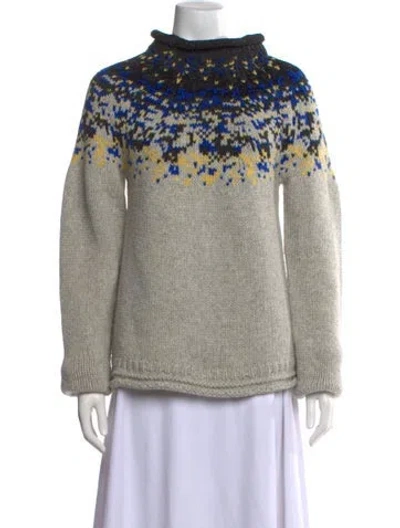 Pre-owned Acne Studios Merino Wool Graphic Print Sweater In Gray