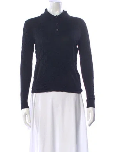 Pre-owned Acne Studios Merino Wool Long Sleeve Polo In Blue