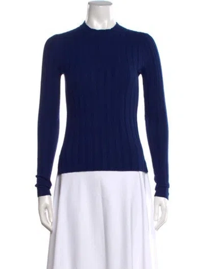 Pre-owned Acne Studios Merino Wool Mock Neck Sweater In Blue