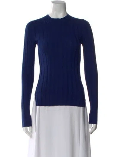 Pre-owned Acne Studios Merino Wool Mock Neck Top In Blue