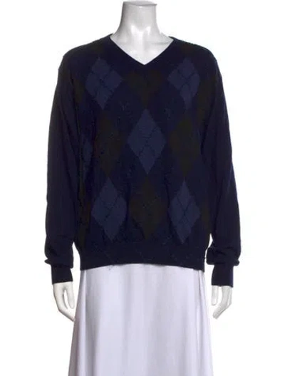Pre-owned Acne Studios Merino Wool Plaid Print Sweatshirt In Blue