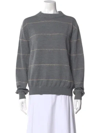 Pre-owned Acne Studios Merino Wool Striped Sweater In Gray