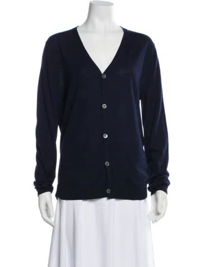 Pre-owned Acne Studios Merino Wool V-neck Sweater In Blue