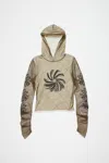 Acne Studios Mesh Hooded T-shirt In Almond Brown