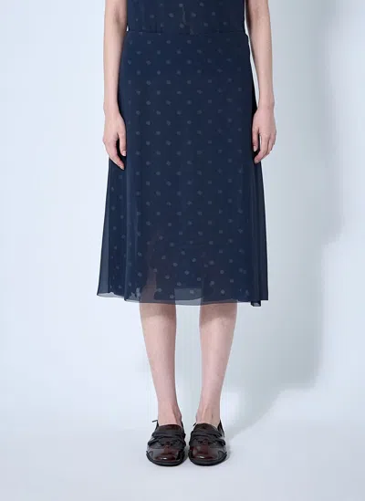 Acne Studios Mesh Layered Midi Skirt In Navy