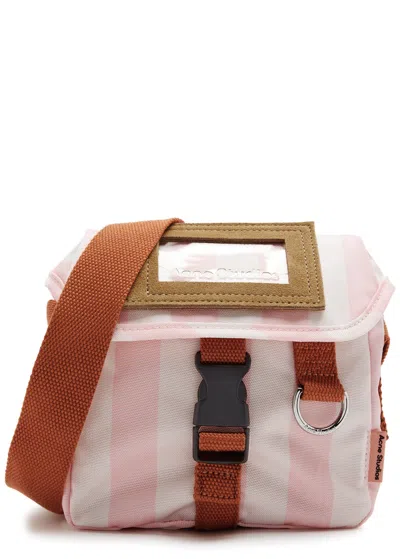 Acne Studios Messenger Mini Striped Canvas Cross-body Bag In Light Pink