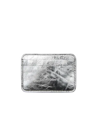 Acne Studios Metallic Leather Cardholder In Silver