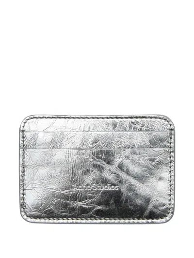 Acne Studios Metallic Leather Cardholder In Silver