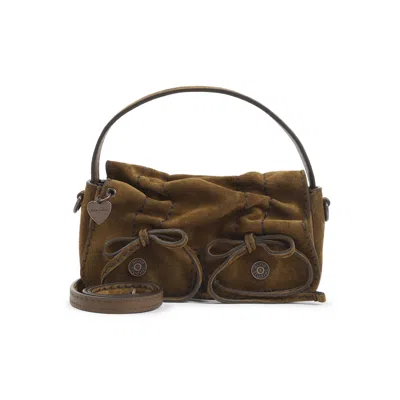 Acne Studios Micro Crossbody Suede Bag In Brown