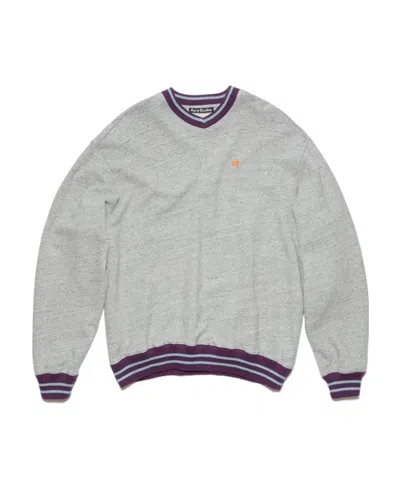 Acne Studios Micro-face-logo Mélange Sweatshirt In Gray