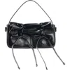 Acne Studios Micro Multipocket Crinkled Leather Handbag In Black
