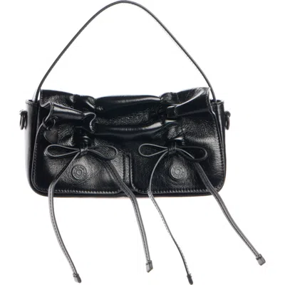 Acne Studios Micro Multipocket Crinkled Leather Handbag In Black