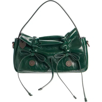 Acne Studios Micro Multipocket Crinkled Leather Handbagmicro Multipocket Crinkled Leather Handbag In Dark Green