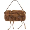 Acne Studios Multipocket Mini Suede Crossbody Bag In Brown
