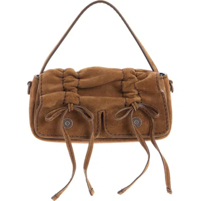 Acne Studios Micro Multipocket Suede Crossbody Bag In Brown