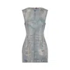 Acne Studios Coated Denim Mini Dress In Blue