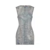 Acne Studios Coated Denim Mini Dress In Blue